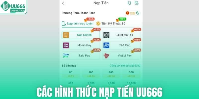 Các hình thức nạp tiền